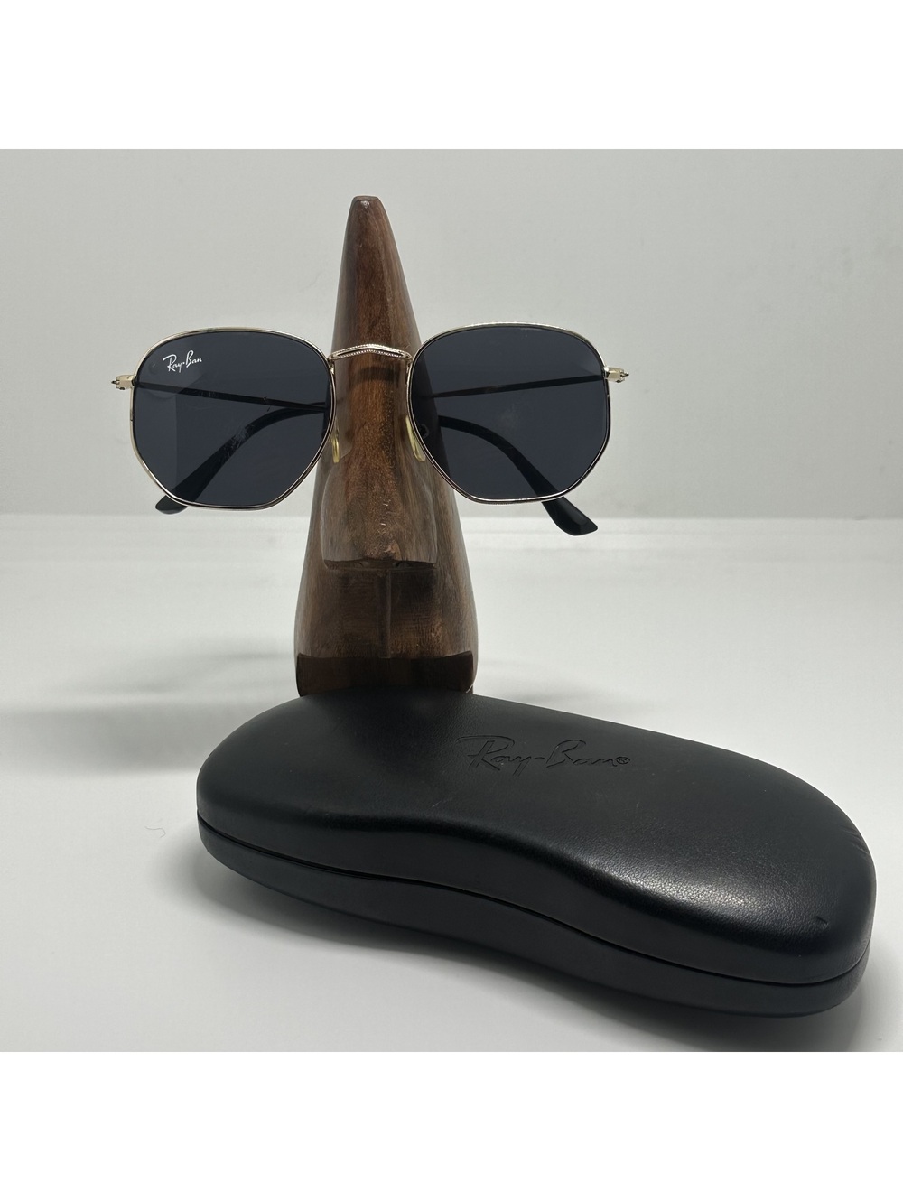 Ray-Ban Gold Frame Black Lens Sunglasses with Case